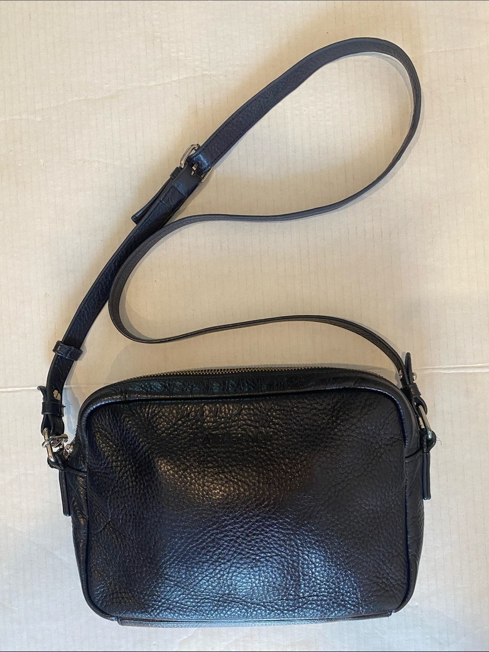 ATELIER NOIR (Rudsak) Small Navy Leather Crossbody Bag with Adjustable strap